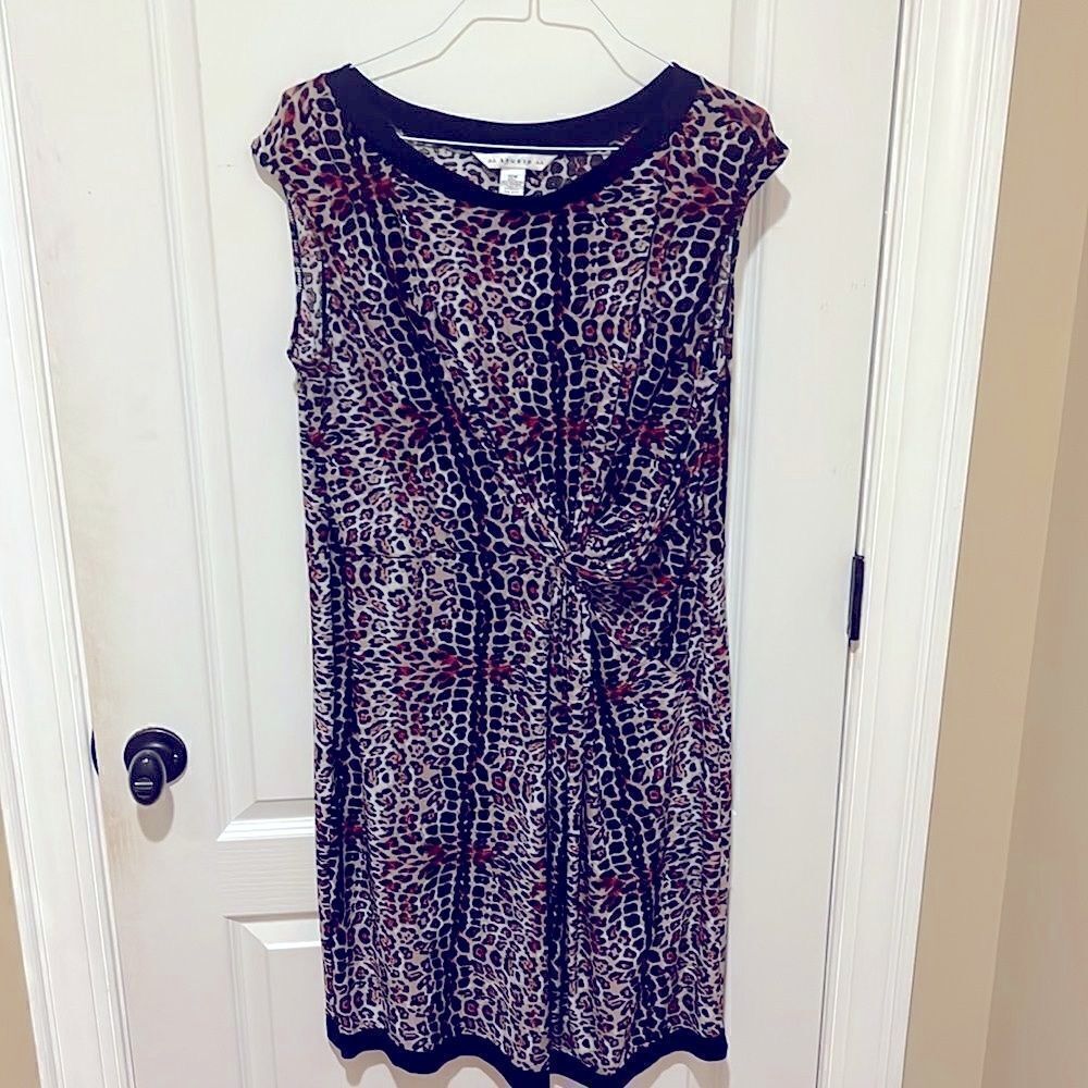 AA Studio Black Red Leopard Side Cinched Dress